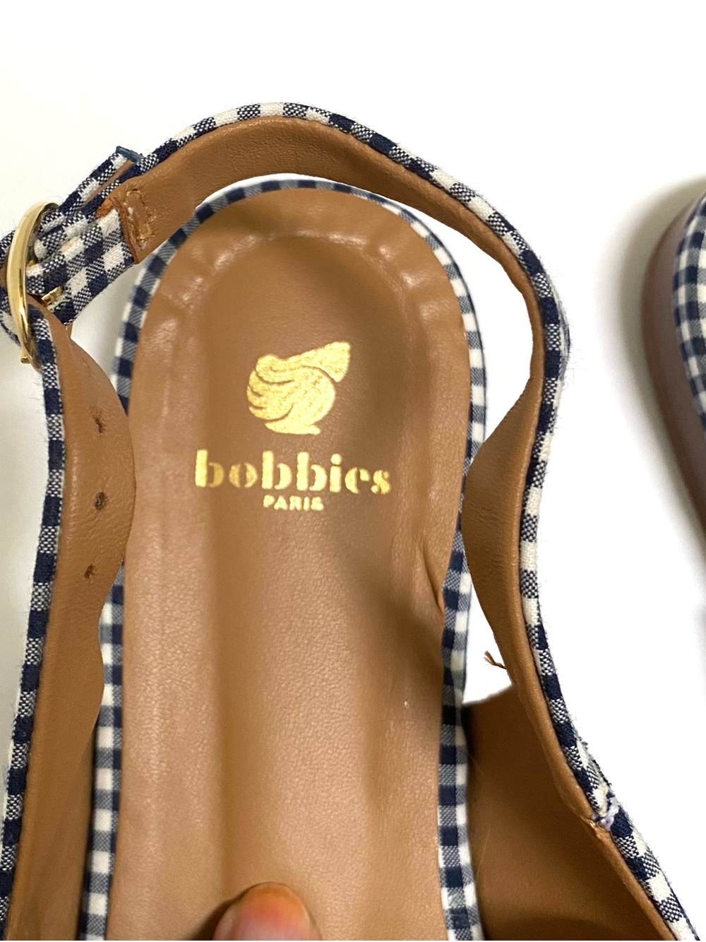Bobbies Paris Paige Navy Gingham Slingback Flats - Picture 2 of 6